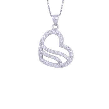 

Big Hollow CZ Stripe Heart Necklace For Women 925 Sterling Silver Crystal Heart Pendants Wedding Fashion Jewelry Gift