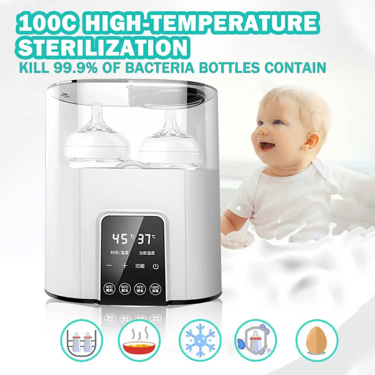 

Hot 6 in 1 Multi-function Automatic Intelligent Thermostat Baby Bottle Warmers Milk Bottle Disinfection Fast Warm Milk & Sterili