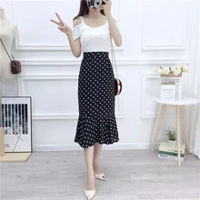 Осень Лето винтажная Женская юбка высокая талия горошек посылка ягодицы S супер-зонтик длинный хвост порт слово юбки