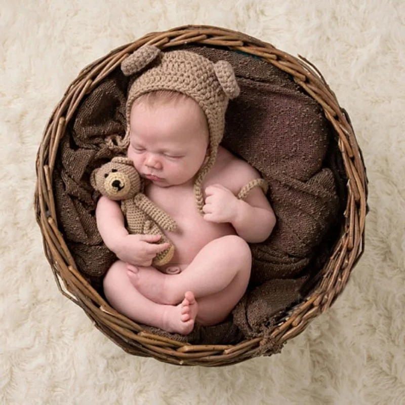 

Cute Newborn Baby Girls Hat Boys Knit Crochet Bear Design Hat Cap Costume Photography Props