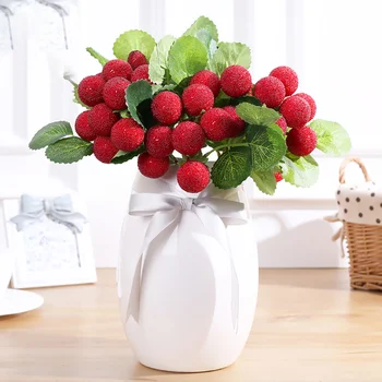 

2 Set Red Bayberry Plastic Flowers Artificial Fruit Bouquet for Home Decoration