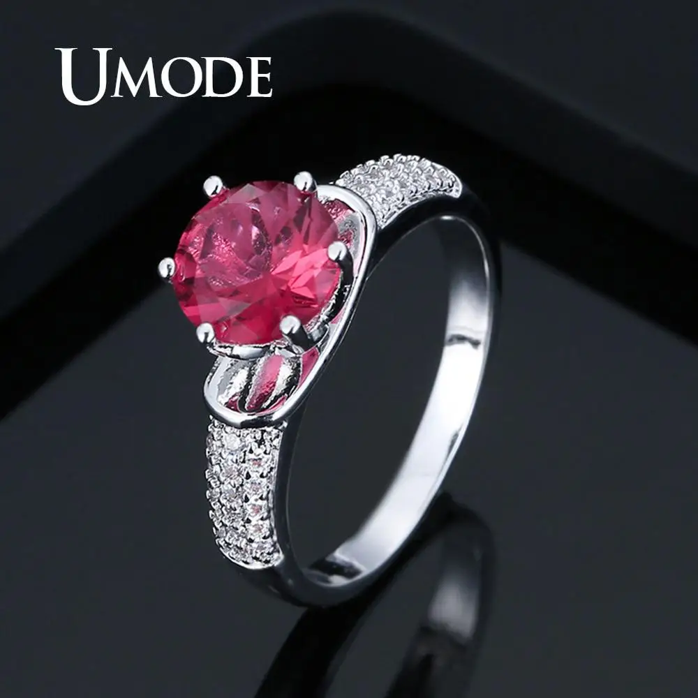 UMODE классическое обручальное кольцо дизайн AAA белый кубический циркон Женское Обручальное кольцо CZ кольца модные украшения UR0587