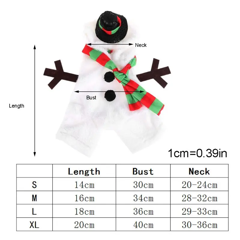 Рождественский костюм для собаки, теплый фланелевый костюм снеговика, наряд для щенка, праздничный Декор M68E