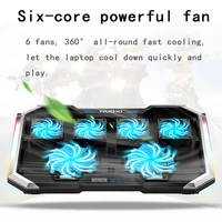 NUOXI Gaming Laptop Cooler Six Fan Led Screen Two USB Port RGB Lighting Laptop Cooling Pad Notebook Stand for Laptop 12-17 inch - Image 3
