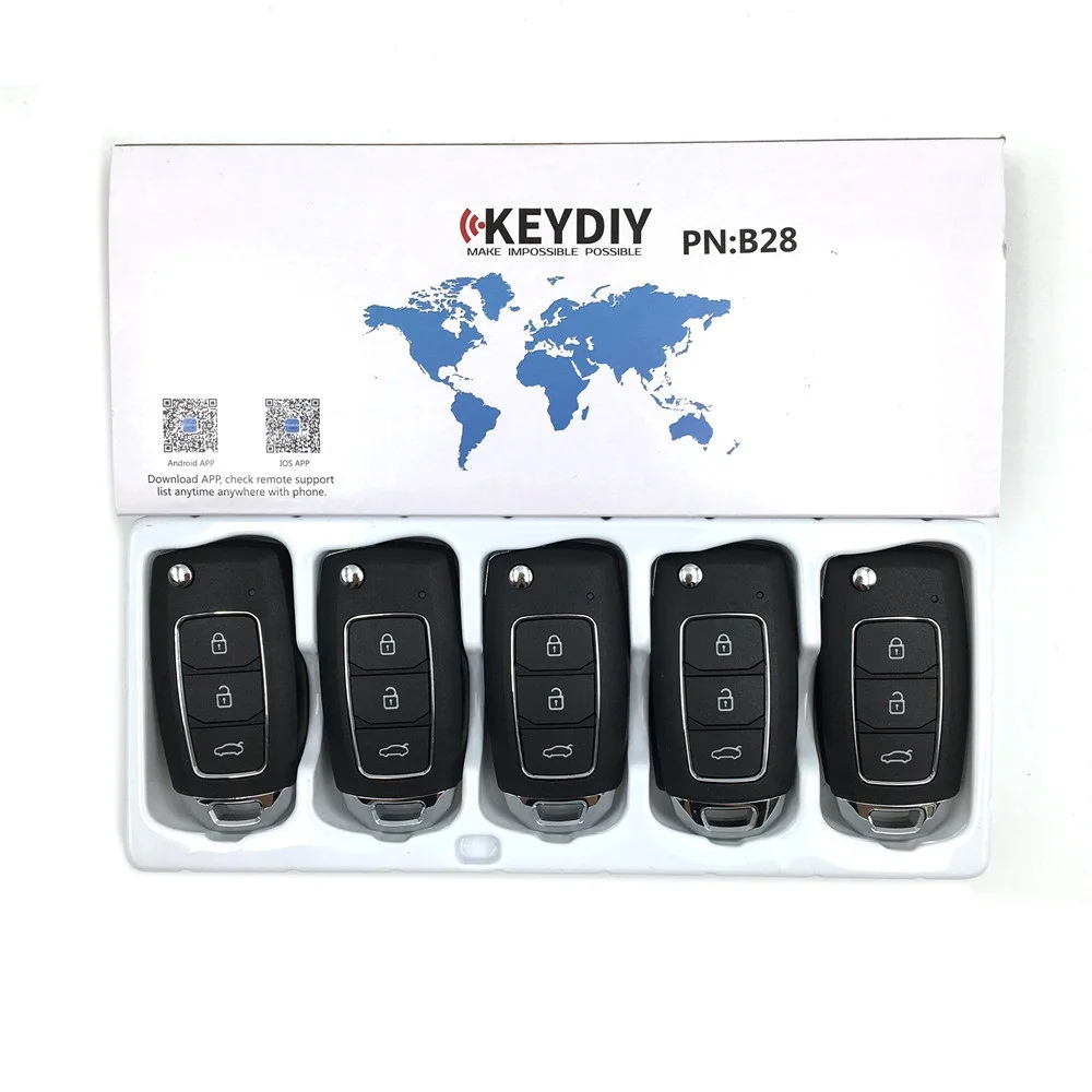 5PCS KEYDIY KD B28 3 BUTTONS REMOTE CAR KEY FOR KD900+/URG200/KD-X2/KD MINI KEY PROGRAMMER B SERIES REMOTE CONTROL WITH PIN