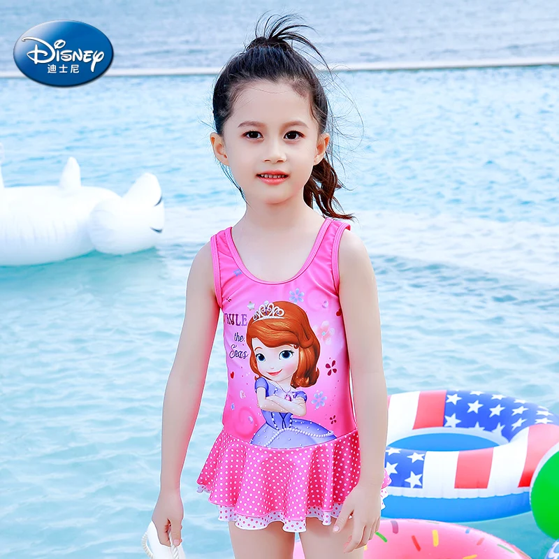 Оригинальный детский купальник Disney для девочек Цельный с юбкой малышей