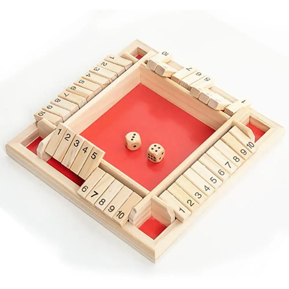 

Four-sided Flop Game Wooden Number Game Toy Kids Board Game for Party Leisure Gambling