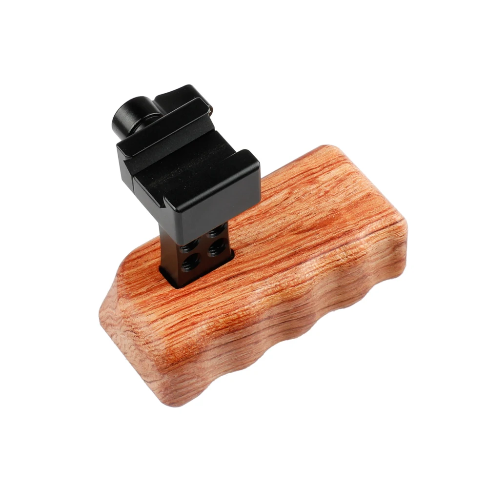 

HDRIG Wood Wooden Handle Grip Right Hand Quick Release Clamp Cold Shoe Bracket for DSLR Camera DV Video Cage Rig