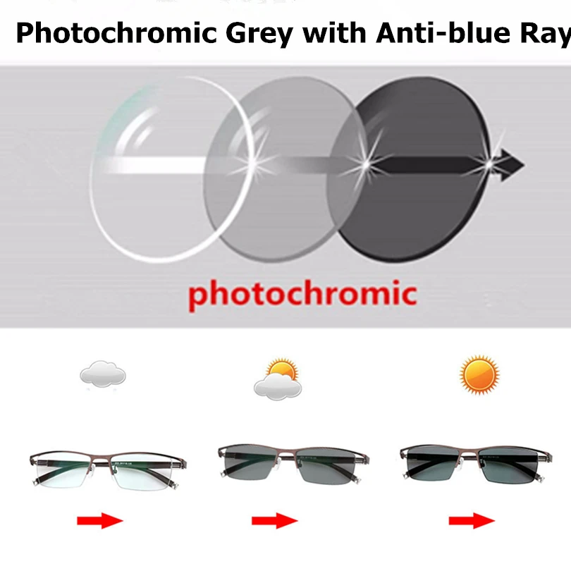 

Photochromic Grey Lens Anti Blue Light Blocking 1.56 1.61 1.67 Index Prescription Aspheric Glasses Lenses Myopia Hyperopia Lens