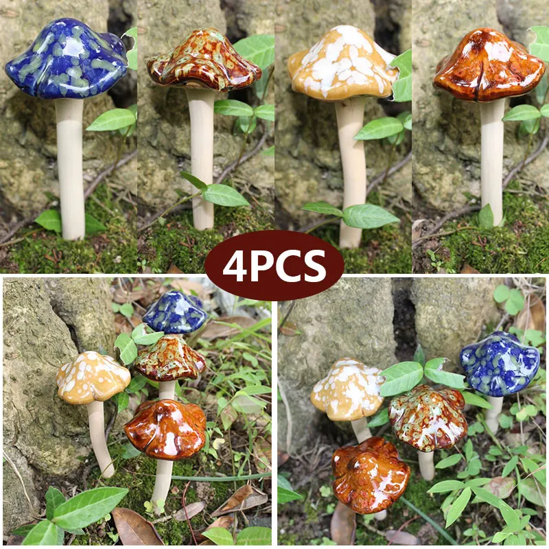 Керамический гриб керамические Toadstools красочные 4 шт./компл. фигурка Фея декоративное украшение ремесла Изысканная эмуляция