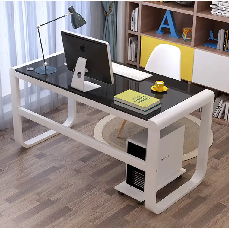 Computer Desktop Table Tempered Glass Desk Modern Minimalist Home