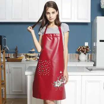 

38 Leather waterproof Women Men Home Sleeveless Aprons Cooking Baking Waterproof Oil-Proof Kitchen Apron Restaurant Aprons