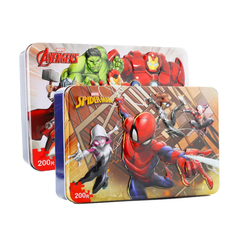 Disney Marvel Человек паук Мстители головоломки 200 шт. жестяная коробка деревянная
