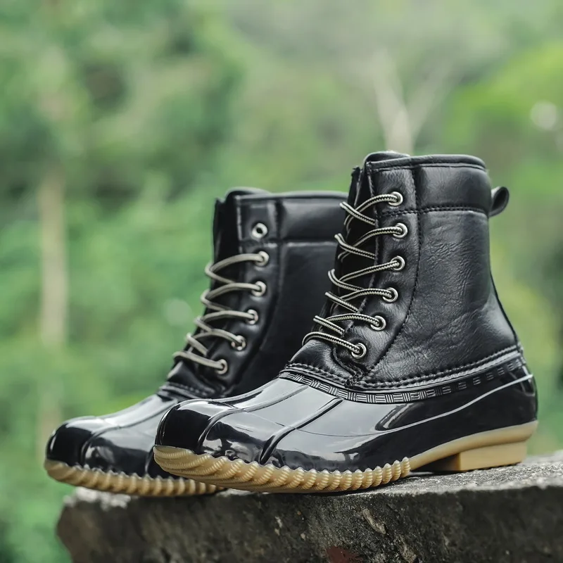 2021 Women's Snow Boots Women's Winter Plush Plush Lace-up Boots  Women's Flat-bottomed Large Size Shoes Warm Boots PU Leathe