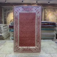 YILONG 3'x5' ковер ручной работы, изысканные с цветочным принтом красного цвета; праздничная одежда турецкие шелковые коврики(HF228B