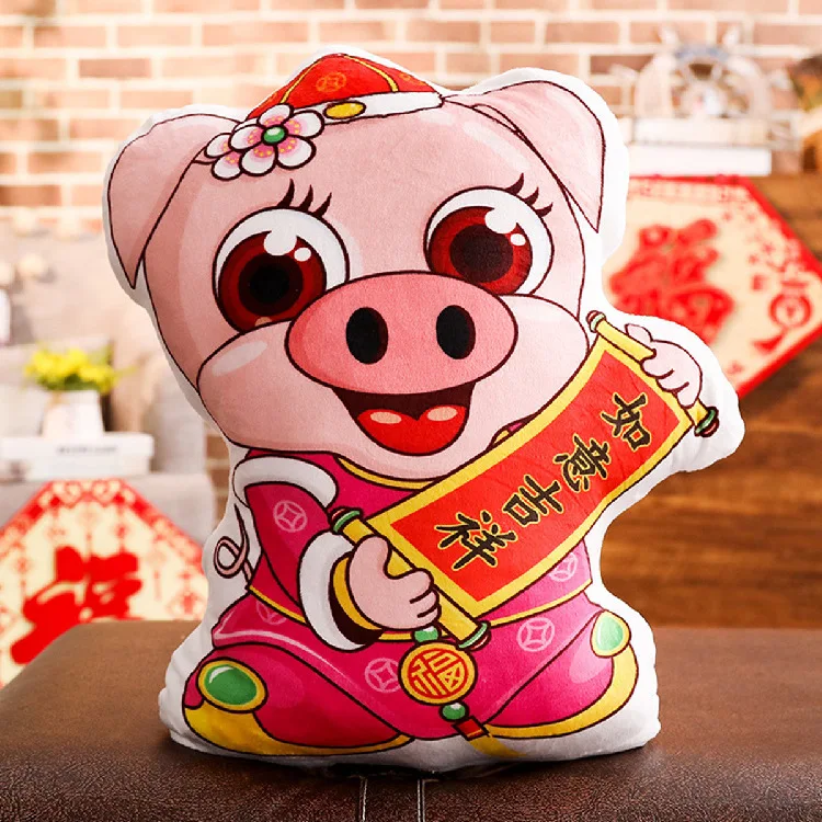 Yangzhou takara tomy hui новогодняя подушка с принтом свиньи, талисман, подарок, подушка с изображением счастливой свиньи, добавить логотип