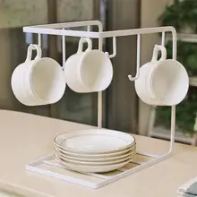 Железная художественная 6 крючков подставка для чашек кухонная настольная подставка для чашек домашняя кружка стойка для хранения(белая
