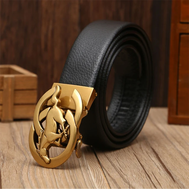 Men Rhinestone Animal Decor Automatic Buckle Belt