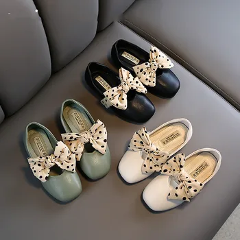

Girls Leather Shoes Autumn Bowtie Sandals 2020 New Children Shoes High Princess Sweet Sandals for Girls Casual Flat Shoes