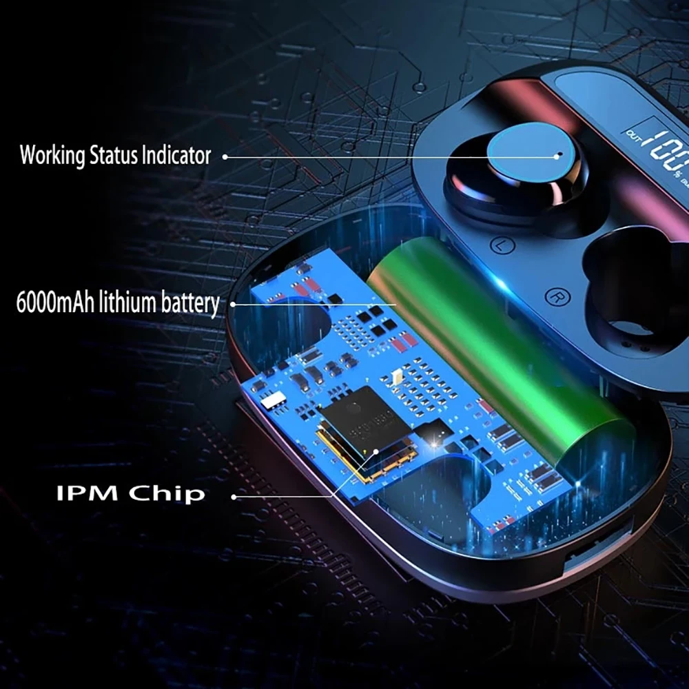 TWS 5,0 Bluetooth наушники тяжелый бас 6D стерео HiFi Звук светодиодный дисплей беспроводные гарнитуры IPX7 водонепроницаемые беспроводные наушники