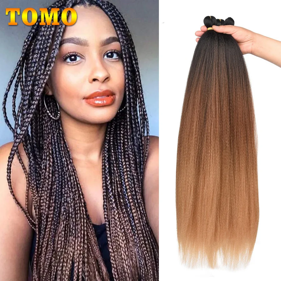 TOMO Easy Jumbo Braids Crochet Hair 26Inch Professional Synthetic Fiber Yaki Texture Water Setting Braiding Hair Ombre Brown 90g