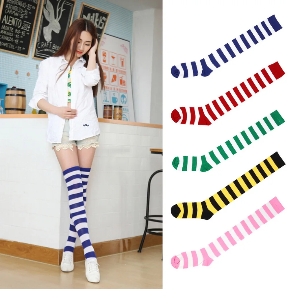 

arrival Women Cotton Winter Autumn Cross Striped Warming THIGH HIGH Knee Socks Baseball Stocking A0