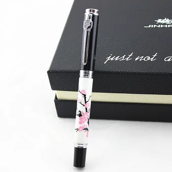 

JINHAO 8126 EXECUTIVE WHITE PORCELAIN ROLLER BALL PEN PLUM BLOSSOM PRINTED