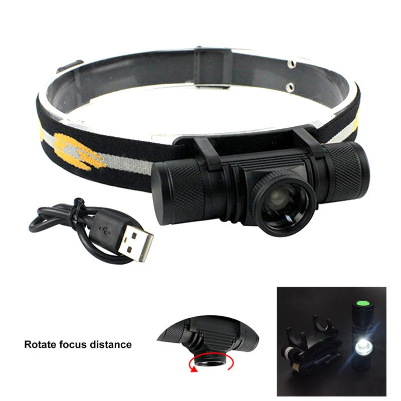 USB перезаряжаемая 18650 батарея Головной фонарь масштабируемый 1000Lm XM-L2 светодиодный 4 режима налобный фонарь Охота езда на велосипеде фара