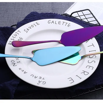

Colorful Stainless Steel Serrated Edge Cake Server Blade Cutter Pie Pizza Shovel Cake Spatula Baking Tool 1piece