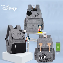 Disney – sac à couches USB pour bébé, grande capacité, organisateur, sac de maternité pour poussette, sac à dos de voyage pour maman, crochets gratuits 