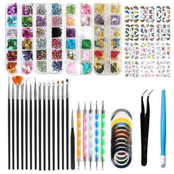 

Nail Art Kit,Nail Art Brush, 3D Nail Art Decorations Kit with Nail Pen Designer Dotting Tools