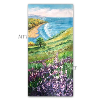 

Mediterranean Scenery Oil Painting Hand-painted Abstract Seaside Landscape Canvas Art Living Room Wall Decoration Piece Artwork