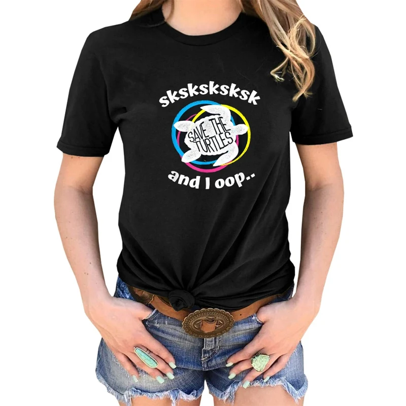 Женская забавная футболка модная SkSkSk And I Oop женская футболка|Футболки| |