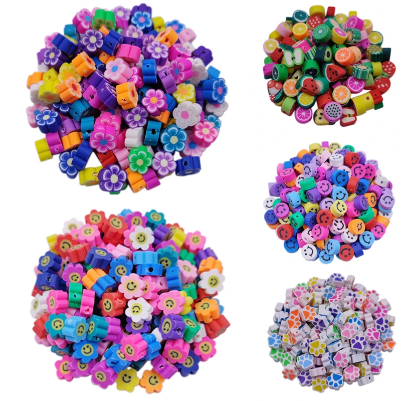 Cuentas de plastilina de 8 11mm para fabricación de joyas, accesorios espaciadores para collar, pulsera, estrella, flor, fruta, 10 piezas|cuentas| AliExpress