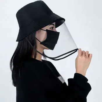 

1pc TPU Transparent Anti-Saliva Sneeze Splash Protective Mask With Hat Protective Oil Splashing Detachable For Adults (Black)
