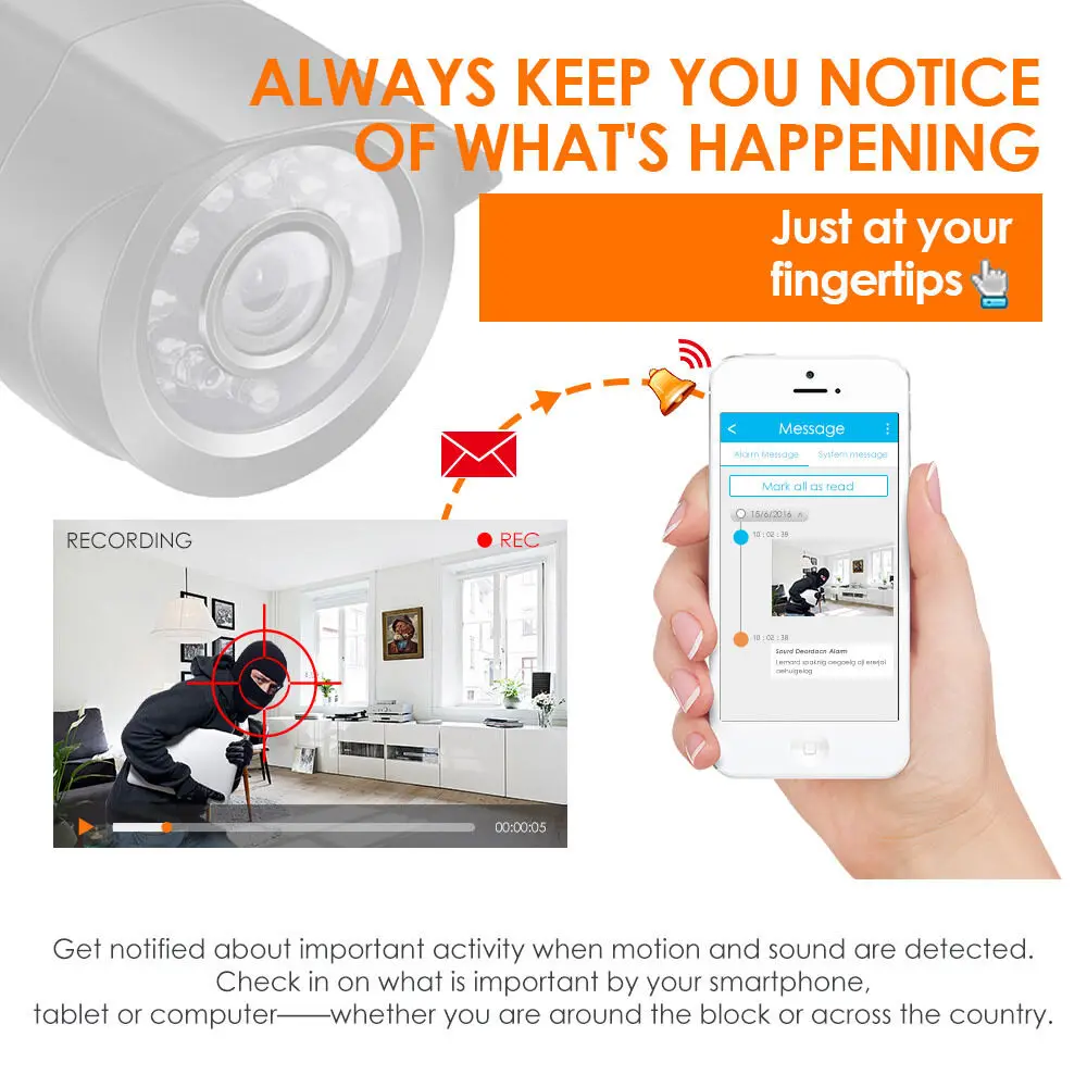 ZOSI 8CH CCTV система 4 шт 720 p/1080 p наружная Водонепроницаемая камера безопасности DVR комплект День/Ночь домашняя система видеонаблюдения