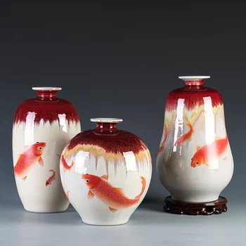 

Jingdezhen Ceramic Vases Pottery Decoration Living Room Flower Arrangement Modern Home Simple TV Cabinet Ceramic Gift