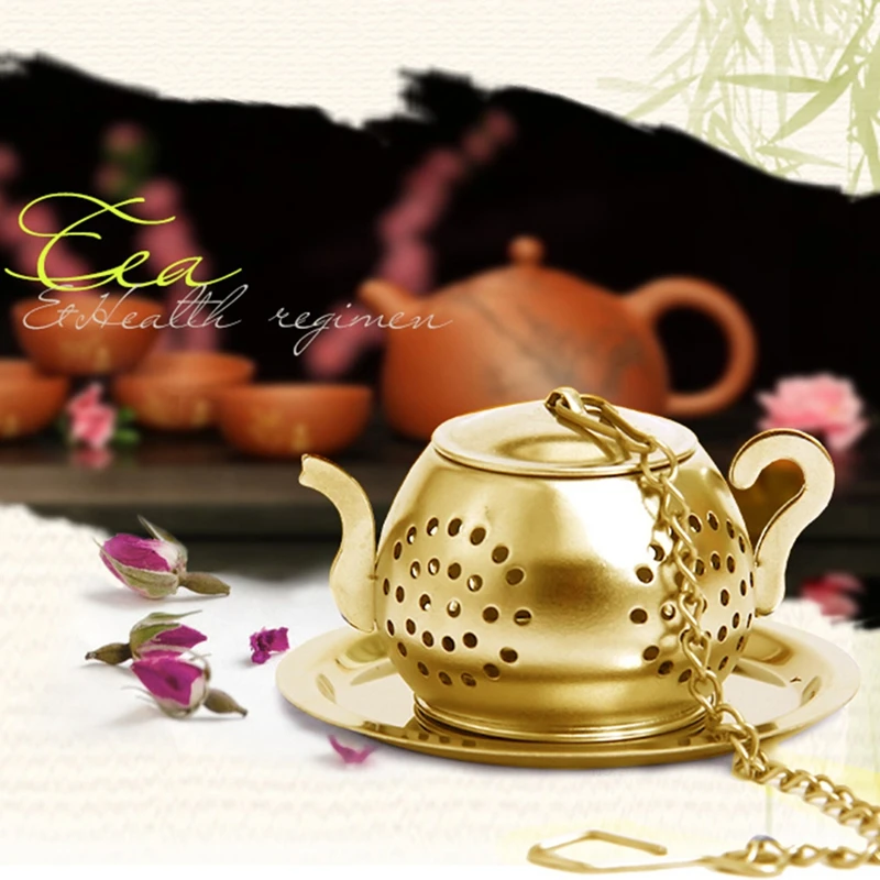 

Gold Mesh Stainless Steel Tea Pot Spice Herb Strainer Filter