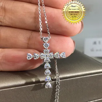 شراءالصلبة Au750 18K عقد ذهب 2.8ct مويسانيت الماس DVVS اللون مع شهادة وطنية 004