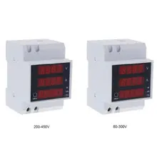 Din Rail Digital AC Ammeter Voltmeter LED Display Amp Voltage Current Monitor Tester Energy Power Meter AC 80-300V/200-450V