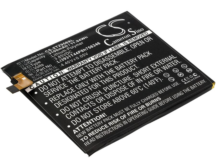 Аккумулятор Cameron Sino для ZTE Li3931T44P8h756346 A2017U с двумя SIM-картами LTE-A Axon 7 3100 мА · ч/Втч |