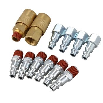 

12 Pcs 1/4 Inch Industrial Solid Brass Quick Connect Set for Air Compressor Accessories Fittings
