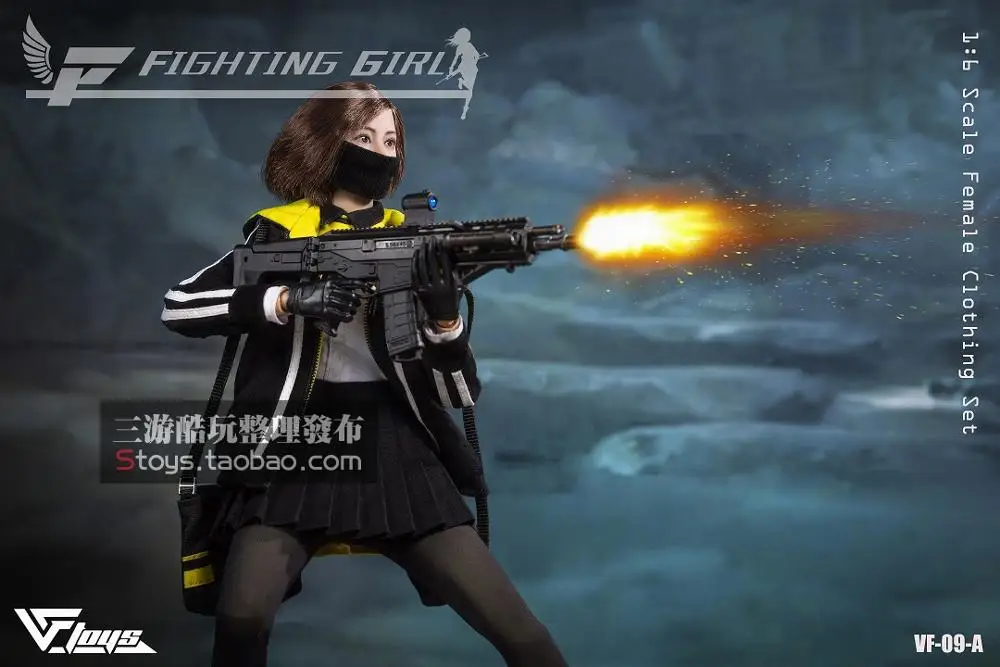 

VF09A Collectible VF TOYS 1/6 Soldier Fighting Firl Black Clothing Set Female Figure Toys for 12inches body