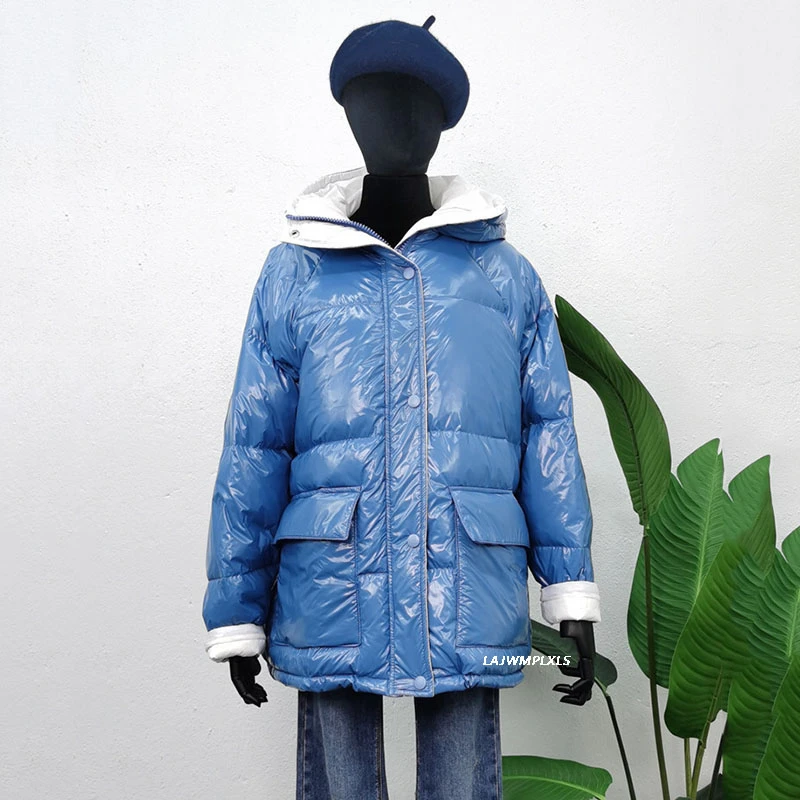 2020 90% White Duck Down Jacket Winter Bright Coat
