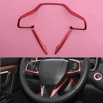 

1Set Red Steering Wheel Decor Cover Trim Fit For Honda CR-V CRV 2017 2018 2019 2020