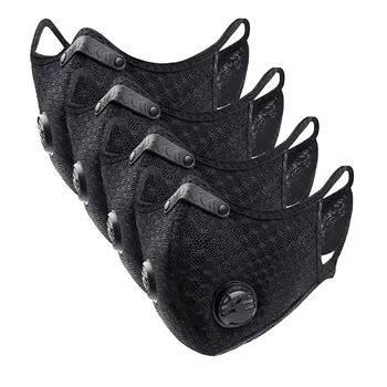 4 PCS Activated Carbon Filter Reusable Mask PM2.5 Anti Pollution Mouth Respirator Dust Masks Unisex Mouth Cover Muffle Washable adjustable masks cartoon cute print fabric face masks anti pm2 5 dust mouth mask activated carbon filter mask washable