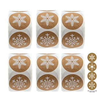 

Snowflake Christmas Sticker Holiday Envelope Sticker Decoration Gift Sticker Per Roll 500Pcs Value Combination 6 Rolls