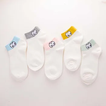

1/2 Pair Casual Women Short Sock Girl Cotton Cartoon Eyes Pattern Socks Spring Sunmmer Breathable Hosiery Wholesale Dropshipping