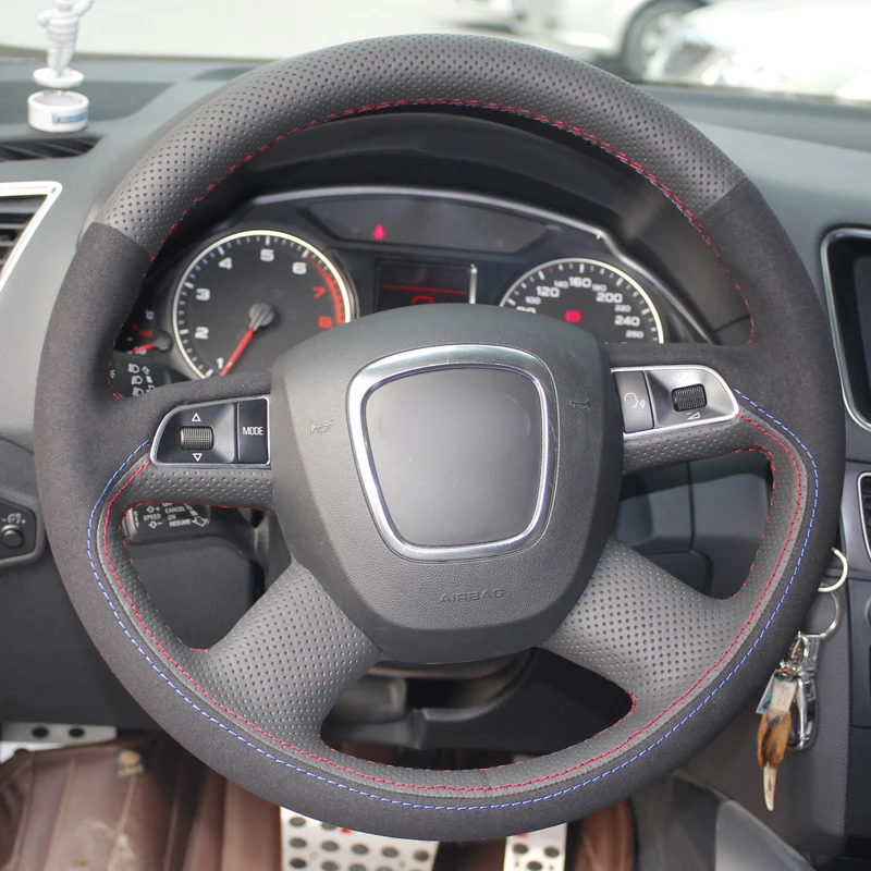 Крышка рулевого колеса автомобиля DIY Volant кожа замша для Audi A3 A4(B8) A6(C6) A8 A8 L Q5 Q7 2007-2009 2010 2011 S8 2008-2009