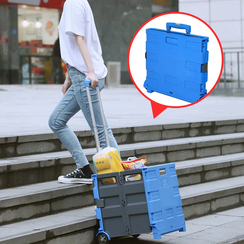 

Rolling Folding Storage Bags Large Fold Up Shopping Cart Light Weight Push Protable Shopping Trolley Car Boot Containing Boxs